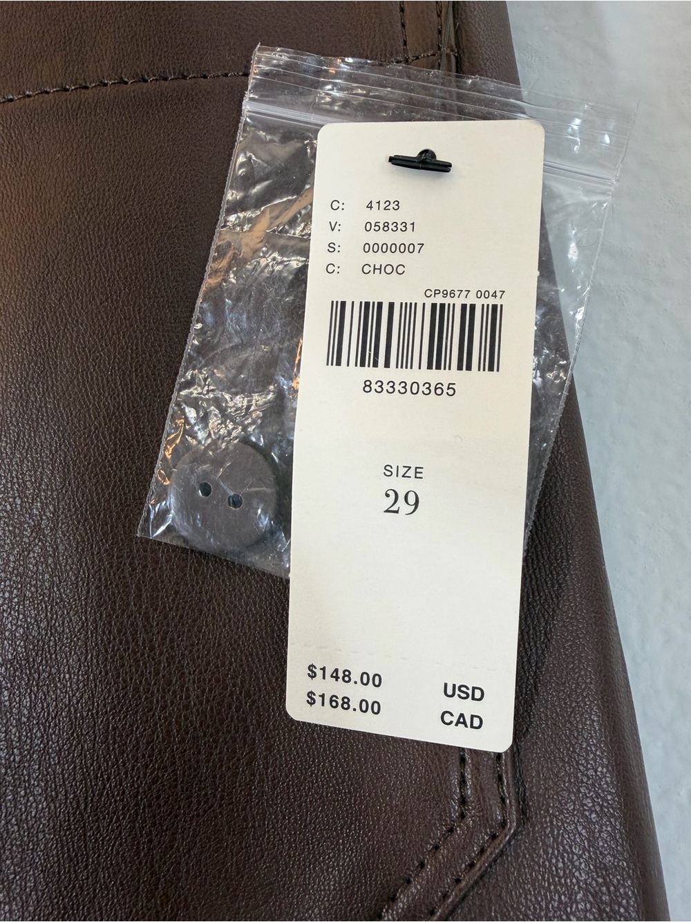 Anthro Maeve Colette Faux Leather Wide Leg Cropped Pant Size 29 Chocolate New - Picture 3 of 13